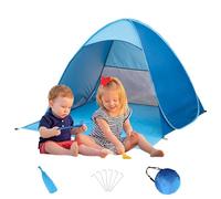 Tente Plage Pop Up Portable Automatique avec Sac Transport & Piquets, Tente Etanche & Installer Facile pour 2-3 Personnes, Abri Ventilée pour Extérieure Camping Famille Jardin Pêche Pique-Nique(Bleu)