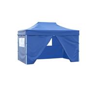 Tente pliable avec 4 parois latérales 3 x 4,5 m Bleu