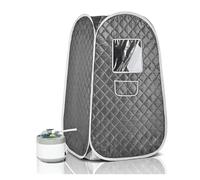 Tente pliable portative de saunas spa à la maison corps complet sauna vapeur avec le générateur 4L et 1500W(Gray Set)