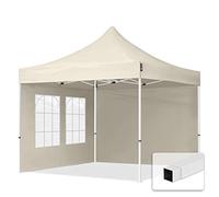 TOOLPORT 3x3 m Tonnelle pliante Acier, PES 700, côtés avec fenêtres, crème - (59035)