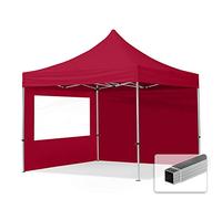 TOOLPORT Tente Pliante 3x3 m - 2 côtés Aluminium Barnum Chapiteau Pliant Tonnelle Stand Paddock Réception Abri PES300 Rouge