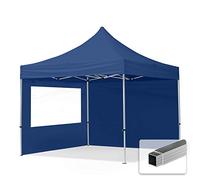 TOOLPORT Tente Pliante 3x3 m - 2 côtés Aluminium Barnum Chapiteau Pliant Tonnelle Stand Paddock Réception Abri PES300 Bleu