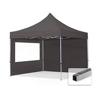 TOOLPORT 3x3 m Tonnelle pliante Alu, PES 700, côtés panoramiques, gris foncé - (59005)