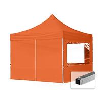 TOOLPORT Tente Pliante 3x3 m - 4 côtés Aluminium Barnum Chapiteau Pliant Tonnelle Stand Paddock Réception Abri PES300 Orange