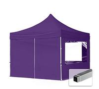 Tente Pliante 3x3 m - 4 côtés Aluminium Barnum Chapiteau Pliant Tonnelle Stand Paddock Réception Abri PES300 Mauve