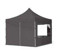 Tente Pliante 3x3 m - 4 côtés Aluminium Barnum Chapiteau Pliant Tonnelle Stand Paddock Réception Abri PES300 Gris