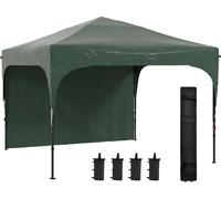 Tente pliante, 3x3 m, réglable en hauteur, paroi latérale, vert
