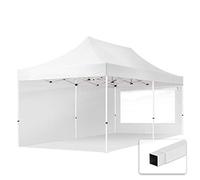 TOOLPORT Tente Pliante 3x6 m - 2 Bâches de Côté (fenêtres panoramiques) Economy 700N Housse Barnum Chapiteau Pliant Tonnelle Blanc