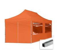 Tente Pliante 3x6 m - 4 côtés Aluminium Barnum Chapiteau Pliant Tonnelle Stand Paddock Réception Abri PES300 Orange