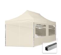 Tente Pliante 3x6 m - 4 côtés Aluminium Barnum Chapiteau Pliant Tonnelle Stand Paddock Réception Abri PES300 crème