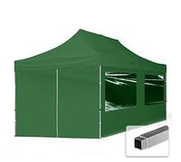TOOLPORT Tente Pliante 3x6 m - 4 côtés Aluminium Barnum Chapiteau Pliant Tonnelle Stand Paddock Réception Abri PES300 Vert