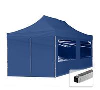 Tente Pliante 3x6 m - 4 côtés Aluminium Barnum Chapiteau Pliant Tonnelle Stand Paddock Réception Abri PES300 Bleu