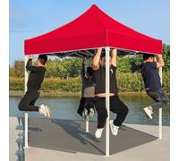 Tente pliante robuste 2 x 2 m 3 x 4,5 m Hauteur réglable 500 kg Protection UV avec pieds de 4 cm d'épaisseur pour barbecue de marché et utilisation d'urgence (rouge)