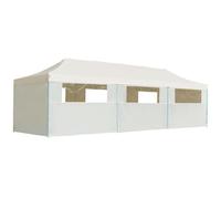 vidaXL Tente de réception pliable avec 8 parois 3x9 m Blanc cassé
