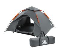 ECD Germany Tente Pop Up 4 Personnes, Résistante au Vent et Respirante, Tente de Camping Plage, Dôme à Double Paroi avec 2 Portes, Imperméable Légère pour Randonnée Pêche avec Sac de Transport, Gris