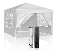 Tente Pop Up Robuste avec Parois Latérales Gazebo À Montage Rapide Pieds Hexagonaux for Fêtes Mariages Événements Commerciaux(White)