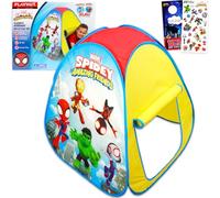 Tente pop-up Spidey and Friends pour enfants - Ensemble avec tente de jeu Marvel pour garçons et filles Plus d'autocollants, plus | Tente Spidey and His Amazing Friends pour enfants, tout-petits