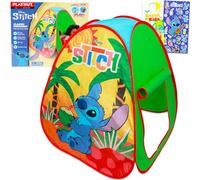 Tente pop-up Stitch pour enfants - Ensemble avec tente de jeu Disney pour garçons et filles Plus d'autocollants, plus | Tente Lilo et Stitch pour enfants, tout-petits