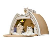 Tente pour chat en sisal - Maison à gratter 2 en 1 - Lit pour chat pour toutes les saisons - Avec planche à gratter en sisal pour se reposer et jouer (beige, 62 x 50 x 43)