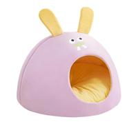 Tente pour chat semi-ouverte avec motif de dessin animé pour chats de petite et moyenne taille, housse amovible et lavable, design confortable, idéale comme refuge à l'intérieur et pour (violet clair