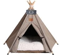 Tente pour chiens et chats Meowmellow Tipi marron avec coussin 60 x 60 x 70 cm