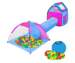 Tente pour enfant - TECTAKE - Tente de jeux pour enfant avec tunnel et 200 balles - Bleu