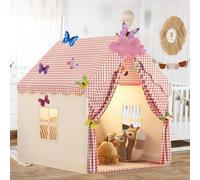Tente pour Enfants, Cabane Enfant Intérieur et Extérieur, Maison de Jouets, Tente de Jeu pour Enfants Princesse avec fenêtres, Papillons et Nuages pour Petits 3 À 13 Ans (PK)