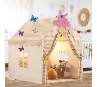 Tente pour Enfants, Cabane Enfant Intérieur et Extérieur, Maison de Jouets, Tente de Jeu pour Enfants Princesse avec fenêtres, Papillons et Nuages pour Petits 3 À 13 Ans (KK)