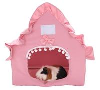Tente pour lapin, cochon d'Inde, lit confortable pour hamster, grande cachette pour lapins nains, hérissons, dragons barbu, accessoires de cage pour hamster (rose)