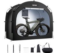 VEVOR Abri à Vélo pour 3-4 Vélos Tente de Rangement Spacieuse Étanche, Fenêtre Ventilée, Poteaux Fibre de Verre, Double Fermeture Éclair, Tissu Oxford, Porte Simple, Facile à Installer, pour Extérieur