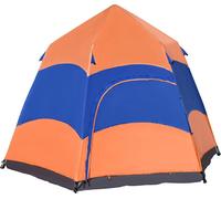 Outsunny Tente Quick-Up Double Paroi Tente Familiale de Camping Pop-Up pour 4 à 6 Personnes étanche avec Moustiquaire Orange Bleu 275x275x170cm