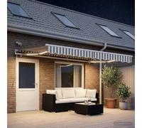Tente rétractable gris clair et blanc 450 x 300 cm polyester
