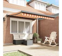 Tente rétractable jaune et blanc 3 x 2,5 m en tissu et aluminium | Motorisée, télécommande incluse, montage mural, pour balcon et patio