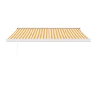 Tente rétractable jaune et blanc 3 x 2,5 m en tissu et aluminium | Motorisée, télécommande incluse, montage mural, pour balcon et patio