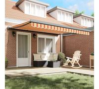 Tente rétractable jaune et blanc 4,5 x 3 m en tissu et aluminium | Motorisé avec télécommande, montage mural, pour balcon, terrasse, terrasse