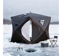 Tente Sauna Portable D'extérieur pour 3 À 4 Personnes - Tente De Pêche sur Glace Isolée Et Pliable avec Cheminée De Poêle,Adaptée Au Camping par Tous Les Temps Ou À Une Utilisation Black