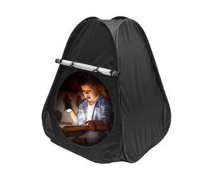 Tente sensorielle, tente sensorielle pour - Repaire cachette | Black Out Extra Large Cachette sensorielle recouverte d'argent avec volet roulant et porte qui améliore la mise au point