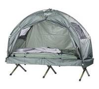 Tente surélevée - 2 places - Vert - Montage manuel - Inclus : lit de camp et matelas