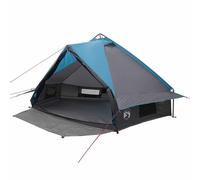 Tente Teepee 6 Personnes Bleu et Gris 431 x 366 x 185 cm Polyester 185T imperméable avec Ventilation, Crochet lumière, Sac de Transport pour Camping et fêtes en extérieur