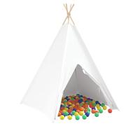 Tente Teepee blanche 120 x 120 x 150 cm en tissu et plastique pour enfants Tente de jeu pour intérieur et extérieur avec cadre léger Idéal comme grotte tipi et cachette pour chambre d'enfant et jardin