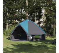 Tente Teepee Camping pour 8 Personnes Bleu et Gris Polyester 185T 490 x 410 x 210 cm avec Ventilation et Sac de Transport pour fêtes et Aventures en Plein air