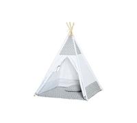 HOMCOM Tente Teepee Indien Tente de Jeu pour Enfant Style Graphique - dim. 1,2L x 1,2I x 1,55H m - Porte refermable Fenêtre Tapis Coussin Sac Transport Inclus - à l'Intérieur à l'Extérieur Gris Blanc