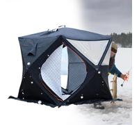 Tente thermique d'hiver portable pour la pêche sur glace avec grille d'aération et tapis de sol amovible