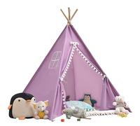 Tente tipi, 120 x 120 x 160 cm, avec boule de feutre, pour l'intérieur, plusieurs couleurs, en toile, tipi, tente de lecture et salle de jeux, tente pour enfant (violet)