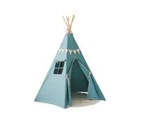 Tente tipi avec guirlande et tapis gold star en lin bleu TU