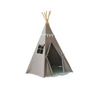 Tente tipi avec guirlande et tapis gold star en lin gris TU