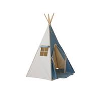 Tente tipi avec pompoms et tapis jeans en coton bleu TU