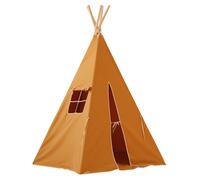 Tente tipi avec pompoms et tapis ochre en coton orange TU