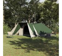 Tente Tipi Camping Tente Verte en Taffetas 660 x 456 x 200 cm avec Rideau séparation Sac Transport et Crochet Lampe pour Aventures familiales Confortables