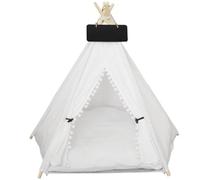 Tente tipi d'intérieur pour petits chats ou chiens, lit en toile portable avec tableau noir, coussin inclus, niche de voyage pour lapins, chiots